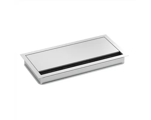 Bachmann LOOP SQUARE Kabeldurchführung - Sonstige Elektroinstallationsartikel mit eleganter Aluminium-Optik, ideal für eine saubere Kabelführung und einfachen Zugang zu Steckdosen.