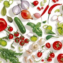 Home Fashion, Tasty Vegetables, Lunch-Servietten aufgefaltetes Maß 33 cm x 33 cm, im Viertelfalz, 20 Stück pro Packung