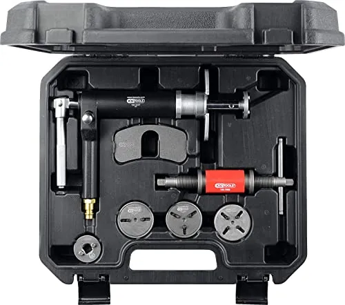 KS Tools 150.2440 Universal Bremskolben-Rückstell-Werkzeug-Satz, 8-tlg - Bremssattelwerkzeugset, ideal für beschädigungsfreies Zurücksetzen von Bremskolben mit einzigartigen Universal-Adaptern und Magnet-Adapter für präzises Arbeiten.