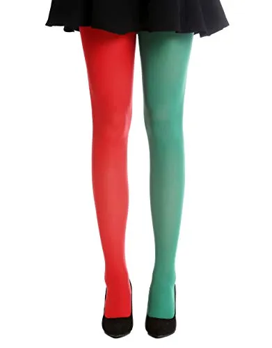 dressmeup - WZ-013GR-green-red Strumpfhose Pantyhose Damenkostüm Party Karneval Halloween rot grün S/M