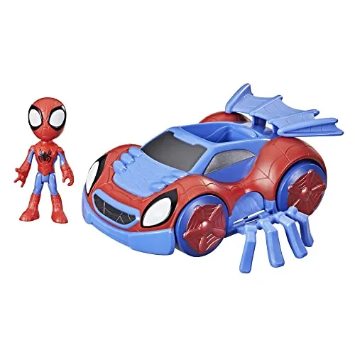 SPIDEY AND HIS AMAZING FRIENDS Verwandelbarer Web-Flitzer - Actionfiguren für Kinder: Inklusive 10 cm Spidey Figur mit 5 Bewegungspunkten und 2-in-1 Fahrzeug für spannende Abenteuer und kreatives Spielen.