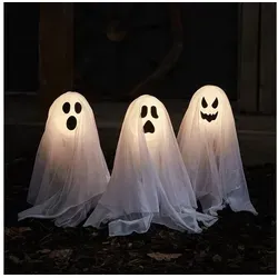 Lights4fun LED Dekolicht 3er Set Stableuchten Geister in weiß von Lights4fun