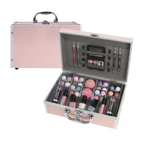 ZMILE COSMETICS Schmink-Koffer - 42-teiliges Eye Catcher Set aus Aluminium, Profi-Qualität für Makeup-Enthusiasten und unterwegs