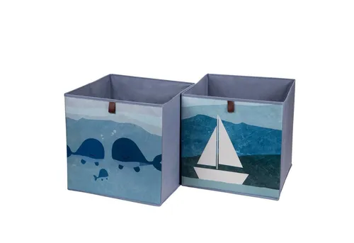 Centi Aufbewahrungsbox Faltbare Aufbewahrungsbox grau Vorderseite abwischbar (2er-Set)