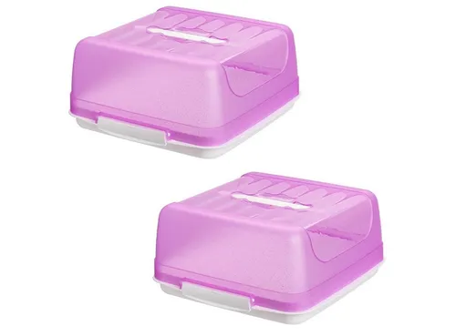 Engelland Kuchentransportbox 2-tlg. mit transparentem Deckel - Kuchentransportbox aus BPA-freiem Kunststoff, ideal für sicheres Transportieren von Kuchen und Torten, mit praktischem Tragegriff und Klickverschluss.