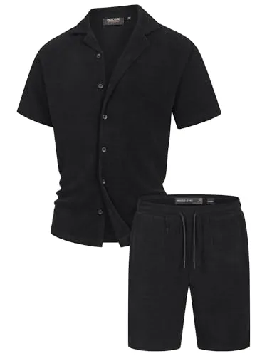 Indicode Herren INZandro Shorts & Shirt Set | Baumwollmischung in Schwarz, Größe S - Stylisches Set mit Shirt und Sweatshorts für lässige Looks. Der elastische Bund sorgt für optimalen Tragekomfort, während die atmungsaktive Qualität ein angenehmes Gefühl bietet. Praktische Taschen bieten zusätzlichen Stauraum.