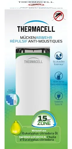 Thermacell Mückenabwehr-Verdampfer Protect weiß-grün - Effektiver Mückenabwehr-Verdampfer in elegantem Design, ideal für den Außenbereich. Genießen Sie Ihre Zeit im Freien ohne störende Insekten.