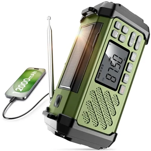 Vikeri Kurbelradio mit Solar & SOS Alarm – 12000mAh Outdoor Notfallradio