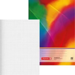 Brunnen Schulheft 104492202, A4, kariert, 16 Blatt, Lineatur 22