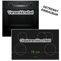 BOSCH Backofen-Set 3D Heißluft Hydrolyse + Elektrokochfeld 78cm