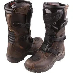 Modeka Ikarus Stiefel - Braun - 45 EU - Motorradstiefel aus hochwertigem Rindleder mit 100% wasser- und winddichter Hipora®-Membrane, ideal für Komfort und Sicherheit auf jeder Fahrt.