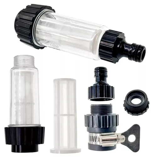 Wasserfilter Set 3/4 Zoll für Gartenschlauch & Wasserhahn – Vorfilter, Schnellverschluss Adapter, Stecknippel, Gewindereduzierung 3/4