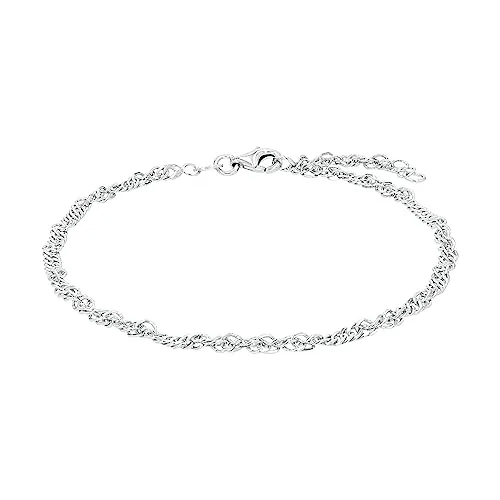 Amor Fußkette 925 Sterling Silber Damen - Elegantes Fußkettchen aus hochwertigem 925 Sterling Silber, 25 cm lang. Perfekt als Geschenk in edler Schmuck Geschenk Box. Ideal für besondere Anlässe und tägliche Eleganz.