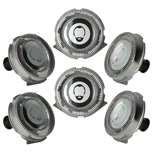 vhbw 6x Ersatz-Scherköpfe kompatibel mit Philips RQ1160XCC, RQ1165X, RQ1160CC, RQ1160, RQ1160X, RQ1155 Elektrorasierer, Silber