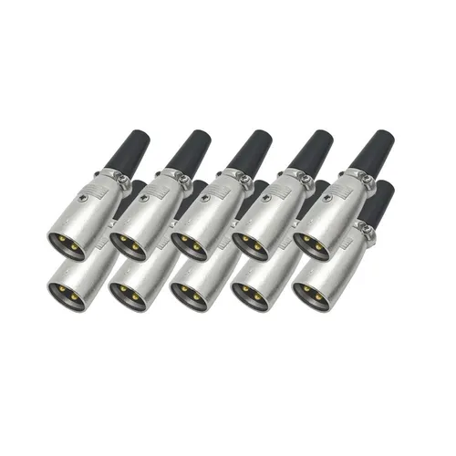 10x XLR Stecker 3 polig vergoldet Zugentlastung Mikrofonkabel DMX Kabel ARLI