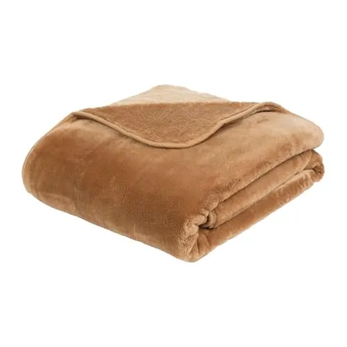 liebling Kuscheldecke Cashmere Feeling 130 x 170 cm, Sand, Premium Sofa Decke, Dicke warme Wohndecke, 500 gr. / m²