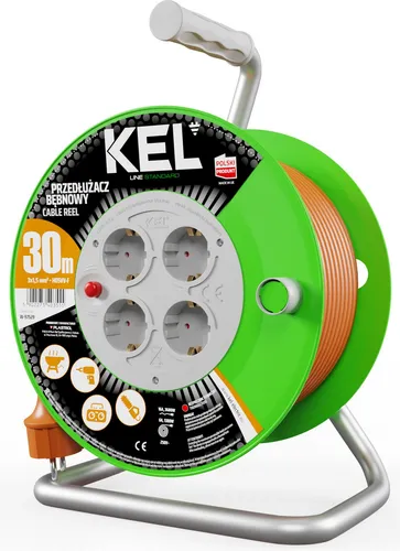 Kabeltrommel 30m mit 4 Steckdosen 230V 16A Schuko - Robuste Kabeltrommel für Haus, Garten und Werkstatt, ausgestattet mit Überhitzungsschutz und Erdung – für sicheres Arbeiten bei maximaler Belastung.