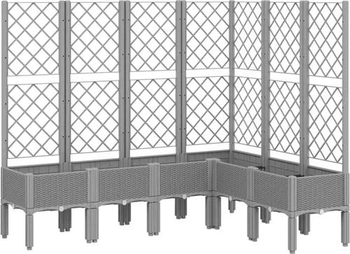 vidaXL Pflanzkübel mit Rankgitter Hellgrau 160x120x142 cm - Pflanzenkästen & Spaliere – Langlebiger Pflanzkübel mit integriertem Spalier für Kletterpflanzen, ideal für Garten und Terrasse. Elegante Rattan-Optik und praktisches Design für optimale Feuchtigkeit und Drainage.