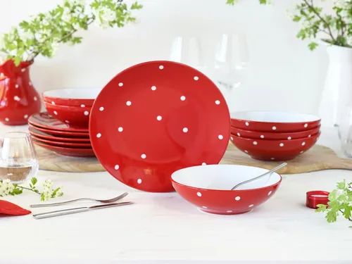 CreaTable Polka Dots Bunt Tafelservice 12-tlg Steinzeug