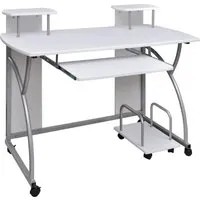 vidaXL Computertisch Weiß 110x52x88,5 cm - Kinderschreibtische mit breiter Arbeitsfläche, praktischer ausziehbarer Tastaturablage und viel Stauraum für ein organisiertes und flexibles Arbeitsumfeld.