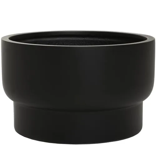 VIVANNO Pflanzkübel Pflanzentopf Fiberglas LIVELLI 28x47 cm Schwarz Matt