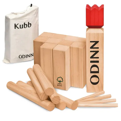 Moorland Kubb Viking Game Knut - Wikingerspiel aus massivem Buchenholz - Sonstige, ideal für bis zu 12 Spieler, FSC®-zertifiziertes Holz für nachhaltigen Spielspaß im Garten, Park oder am Strand.