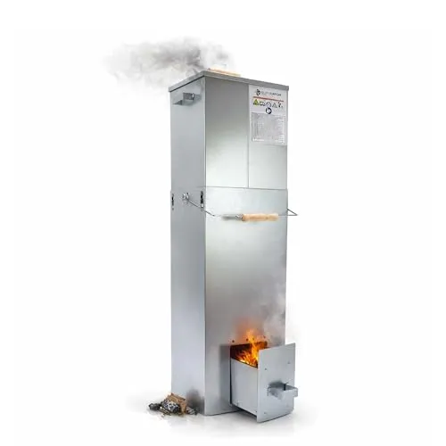 Eurocatch Teleskop-Räucherofen Quadratisch 101 cm – Smoker für den Außenbereich mit Thermometer