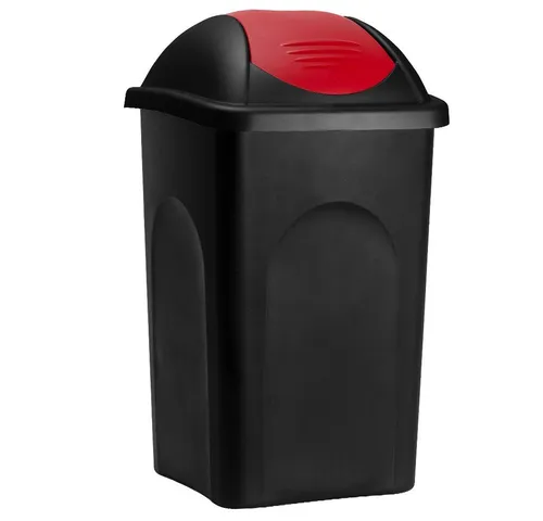 Stefanplast Mülleimer Push Can 60 L - Haushaltszubehör, 60 l Fassungsvermögen für effiziente Mülltrennung, modernes Design in schwarz/rot, ideal für Küche oder Büro.