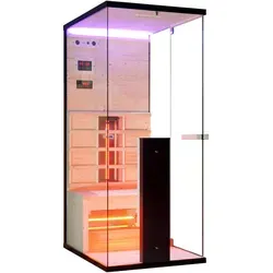 SANOTECHNIK Infrarotkabine BILLUND 1 - Wärmekabinen für tiefenentspannende Wellnessmomente. Genießen Sie die revitalisierende Wärme der 3 Vollspektrumstrahler in Ihrer eigenen Infrarotkabine.