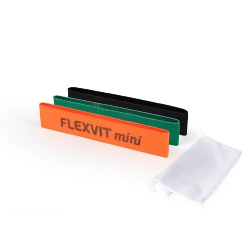 FLEXVIT Mini 3er Set Athlete - Widerstandsband-Set für Sportler, Kräftigung und Core-Training, Mittlerer bis sehr starker Widerstand, Perfekt für Athleten und Fortgeschrittene