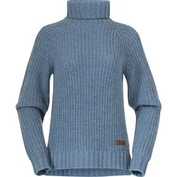 Bergans Nordmarka Merino High Neck Jumper Damen - husky blue (24313) L - Damen Midlayer aus 100% RWS-zertifizierter Merinowolle, bietet hervorragende Wärme und Komfort. Hoher Kragen und Seitenschlitze für zusätzlichen Schutz und lässigen Look bei kaltem Wetter.