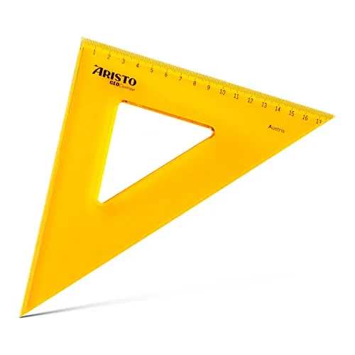 Aristo AR22425 Contrast Dreieck 45° (Hypotenuse 25 cm, Tuschekanten, Kunststoff) kontrastverstärkendes orange
