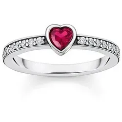 THOMAS SABO Solitärring mit rotem Stein in Herzschliff von THOMAS SABO