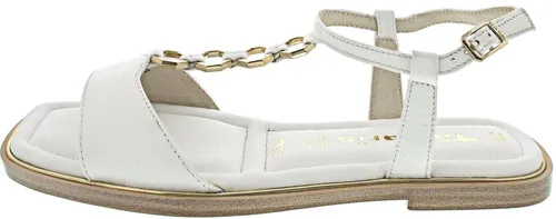 Tamaris Sandalette weiß 41 EU - Wanderschuhe in Größe 41, elegante weiße Sandalette aus Leder mit 1 cm Absatzhöhe und praktischem Schnallenverschluss für optimalen Tragekomfort.