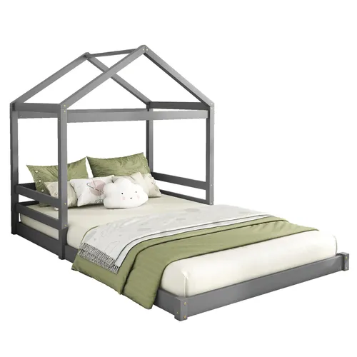 Hausbett mit Lattenrost 140x200 cm aus Kiefer