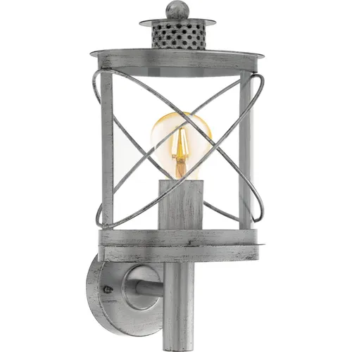 EGLO Außen-Wandlampe Hilburn 1 - Elegante Wandleuchte aus verzinktem Stahl - Hochwertige Außenlampe aus verzinktem Stahl, spritzwassergeschützt (IP44) und ideal für Garten, Terrasse oder Eingangsbereiche. Klassisches Design in antikem Silber.
