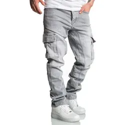 Amaci&Sons Straight-Jeans CARY Jeans Regular Slim Herren Regular Fit Cargo Denim Jeans Hose
