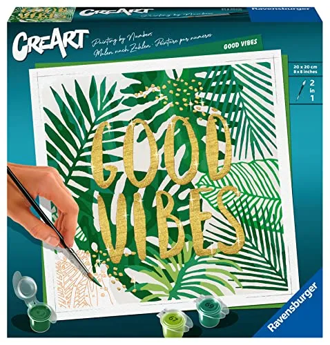 Ravensburger CreArt 28999 - Good Vibes - Malen nach Zahlen Erwachsene, DIY Malset mit Pinsel und Acrylfarben, Geschenk für Frauen und Männer, Malen für Erwachsene