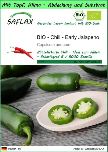 SAFLAX Gemüsesamen SAFLAX - Garden to go - BIO - Chili - Early Jalapeno