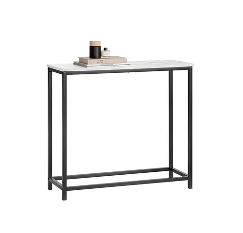 SoBuy Konsolentisch FSB29 - Eleganter Dekotisch für Wohnzimmer und Eingangsbereich - Konsolentisch aus robustem PB mit Marmorfolie, Schwarz, ideal für stilvolle Akzente in jedem Raum.