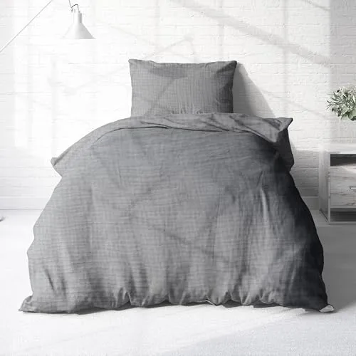 Träumschön Musselin Bettwäsche Set 135x200 & 80x80 Silber – Weich und Atmungsaktiv - Hochwertiges Bettwäsche Set aus 100% Baumwolle mit feiner Struktur. Pflegeleicht, schadstoffgeprüft und ideal für erholsamen Schlaf. Set bestehend aus Deckenbezug und Kissenbezug.