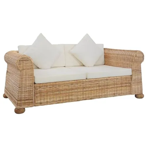 vidaXL 2-Sitzer-Sofa mit Kissen aus Rattan von vidaXL