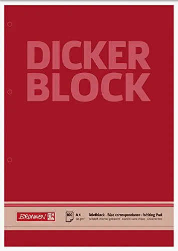 Brunnen 1052786 Briefblock / Schreibblock / Der dicke Block (A4, blanko, 100 Blatt, 60g/m², 4-fach gelocht)