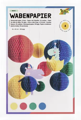 folia Wabenpapier PASTEL, 30-lagig, 210 x 330 mm, nassfest