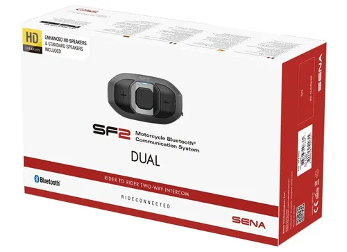 Sena Headset SF2 HD - Motorrad Kommunikation Bluetooth 5.1 - Motorrad-Headset mit HD Intercom, ideal für klare Kommunikation während der Fahrt. Inklusive Aufbewahrungstasche und antiallergischem Innenfutter für maximalen Komfort.