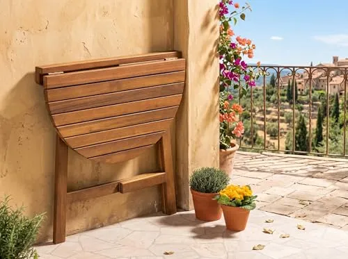 PRESTIGE HOME LIVING OUTDOOR Klappbarer Beistelltisch aus Akazienholz