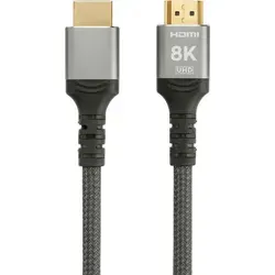 ProfiPatch HDMI Kabel 8K 60Hz & 4K 120Hz UHD 2m grau Goldkontakt Textil für Monitore, Fernseher, Konsolen