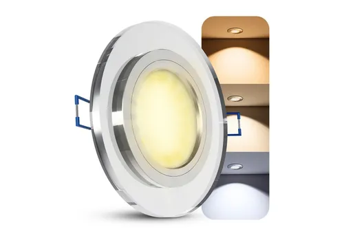 SSC-LUXon LED Einbaustrahler ALINA Einbauspot dimmbar mit LED 6W drei Lichtfarben warm neutral kalt, Warmweiß bis Tageslicht