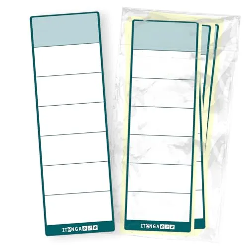 itenga 50x Ordneretiketten Ordnerrückenschild für breite Ordner I Aufkleber für Ordnerrücken selbstklebend aus Haftpapier 6x19cm (petrol)