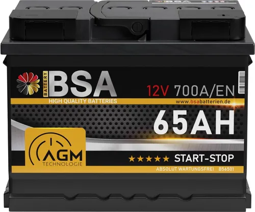 AGM Batterie 65Ah 12V Autobatterie Start Stop